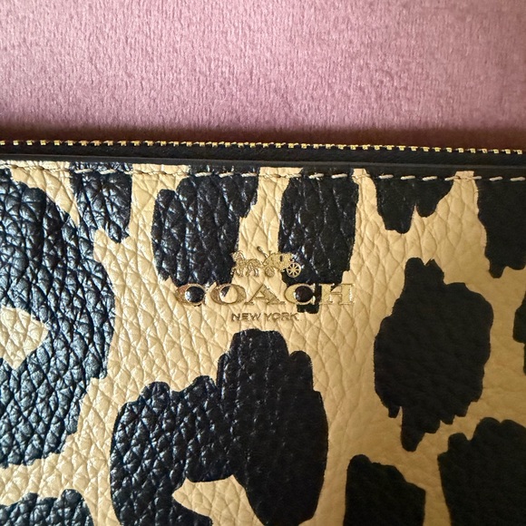 Coach Corner Zip Wristlet w/ Leopard Print - Picture 3 of 4